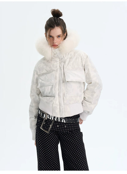 Vintage Printed Short Down Jacket