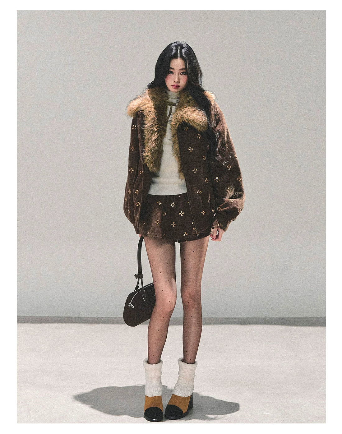 Snowfall Whisper Wool Jacket &amp; Mini Skirt Set