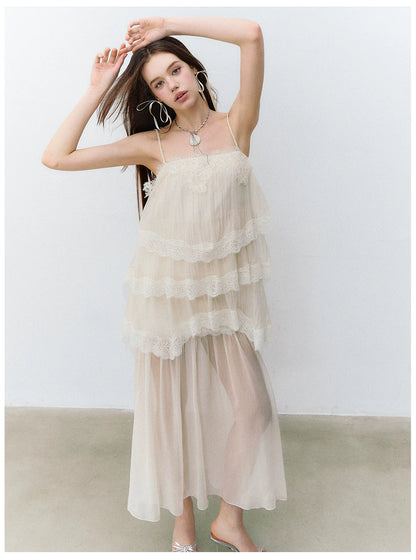Ethereal Layered Ruffle Camisole &amp; Midi Skirt Set