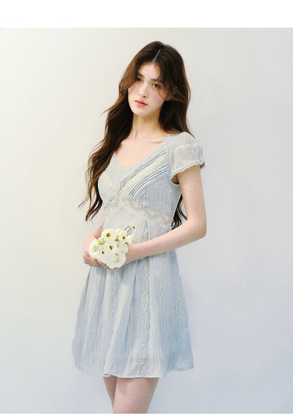 Vintage Lace Panel V-Neck Dress