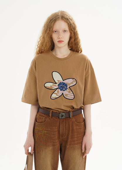 Flower Printed Oversized T-shirt - CHINASQUAD