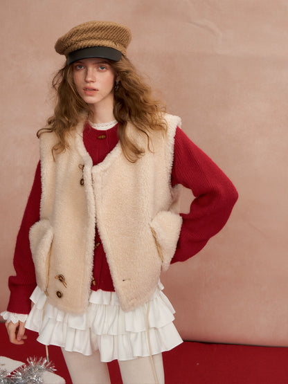 Reversible Fleece-Front Buttoned Vest