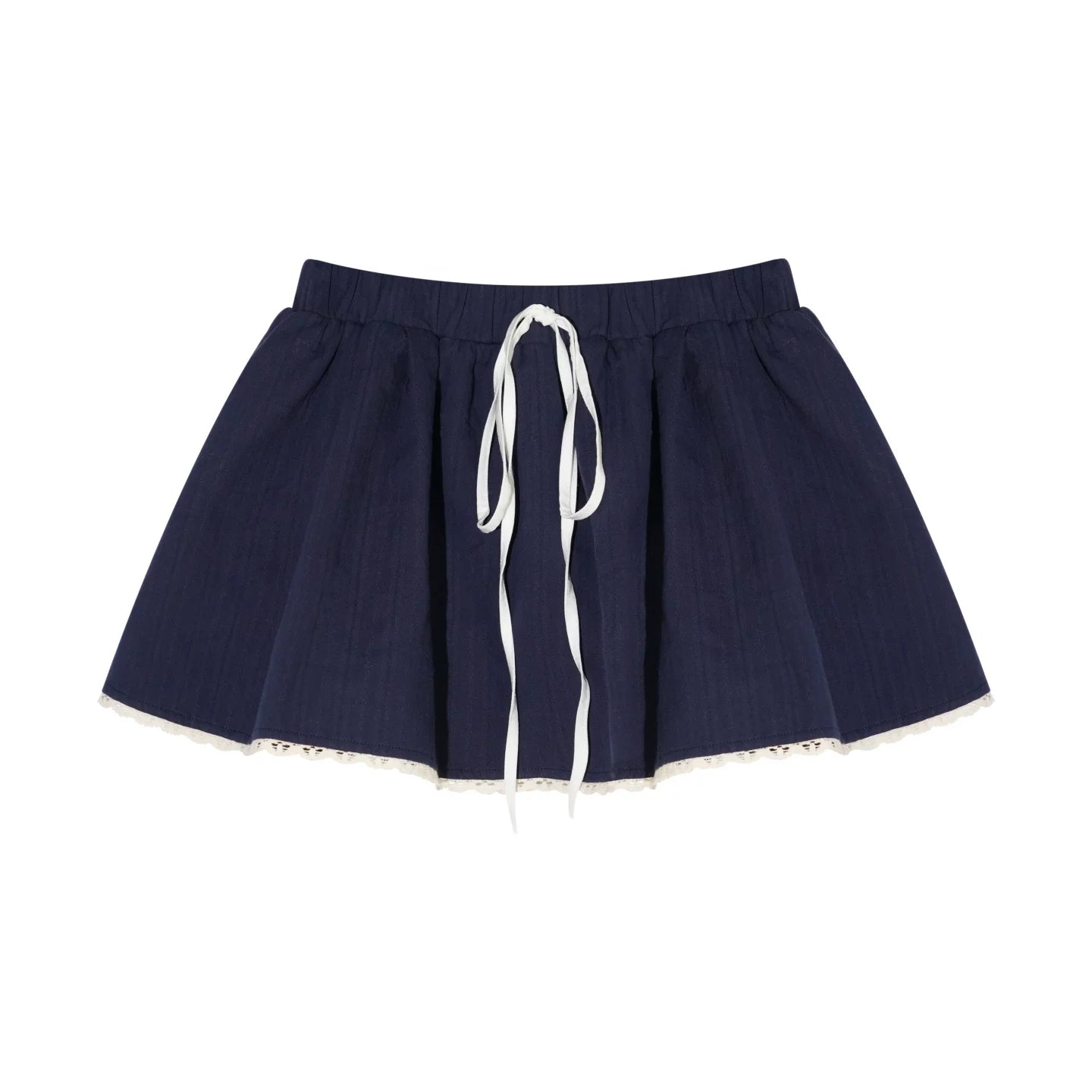Preppy Ruffle Trim Jacquard Mini Skirt