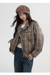 Pink & Brown Short Cotton Padded Jacket - CHINASQUAD