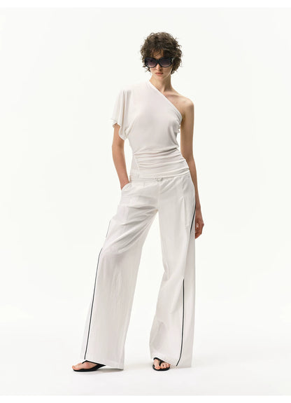 Cooling Lyocell Double-Waistband Wide-Leg Pants