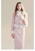 Pink & White Bow Tie Jacket & Bodycon Skirt Set - CHINASQUAD