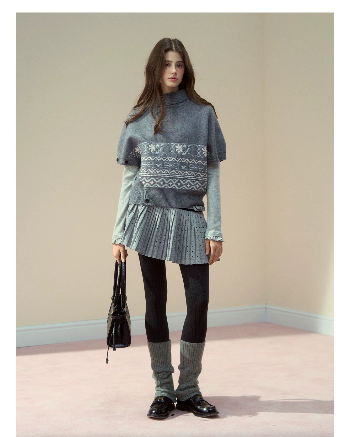 Fair Isle Cape Turtleneck