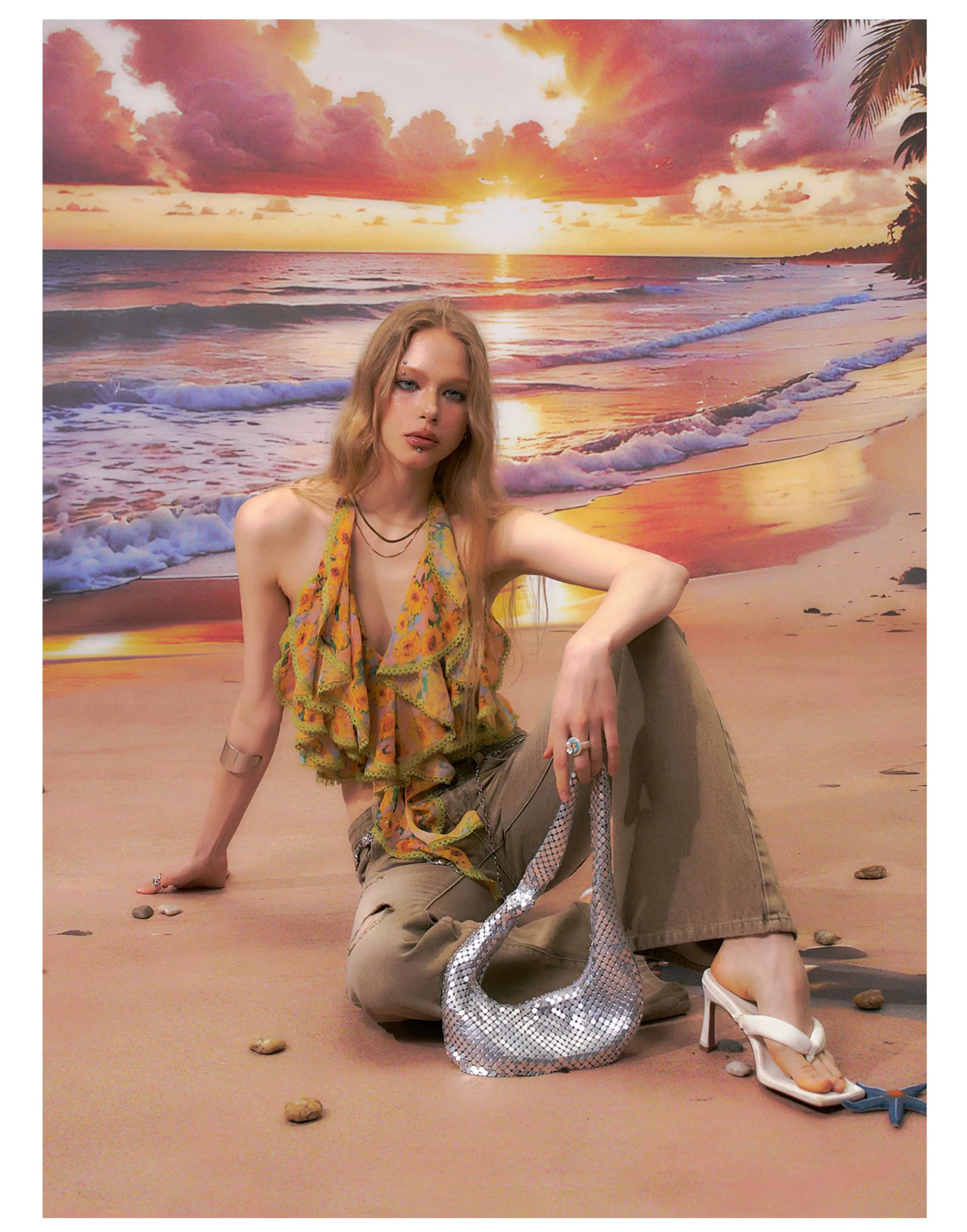 Floral Halter Backless Camisole