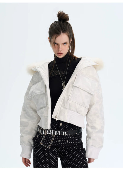 Vintage Printed Short Down Jacket