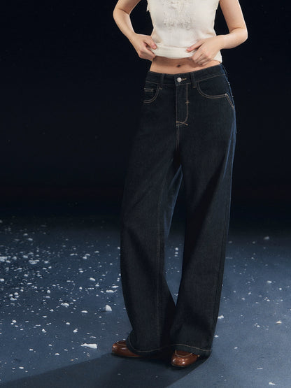 Fleece-Lined Stretch Straight Jeans