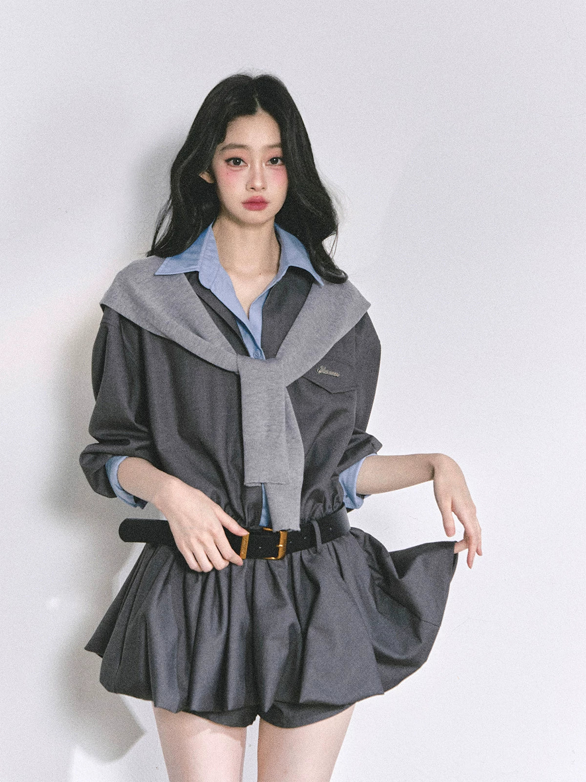 Hepburn-Style Bubble Hem Mini Dress