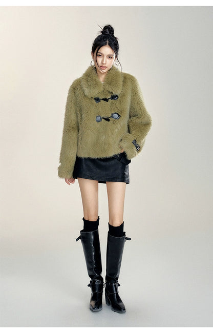 Vintage Faux Fur Toggle Coat