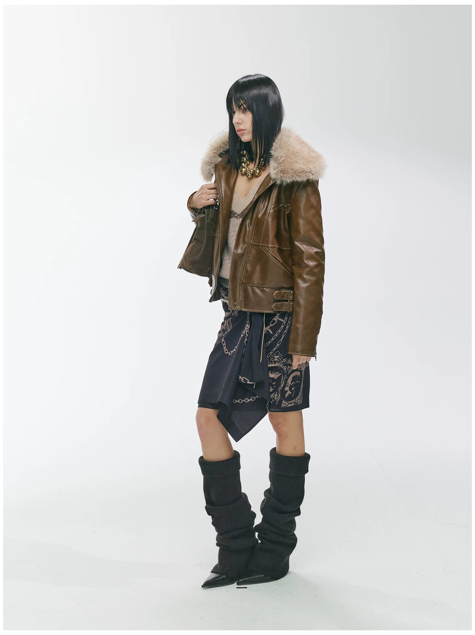 Heavy Punk Windproof Quilted Leather Jacket