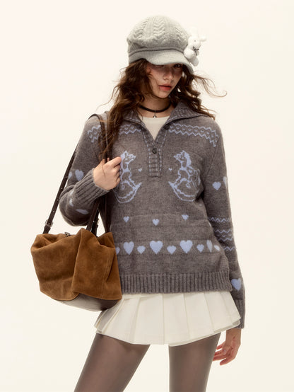 Pony Jacquard Knit Pullover