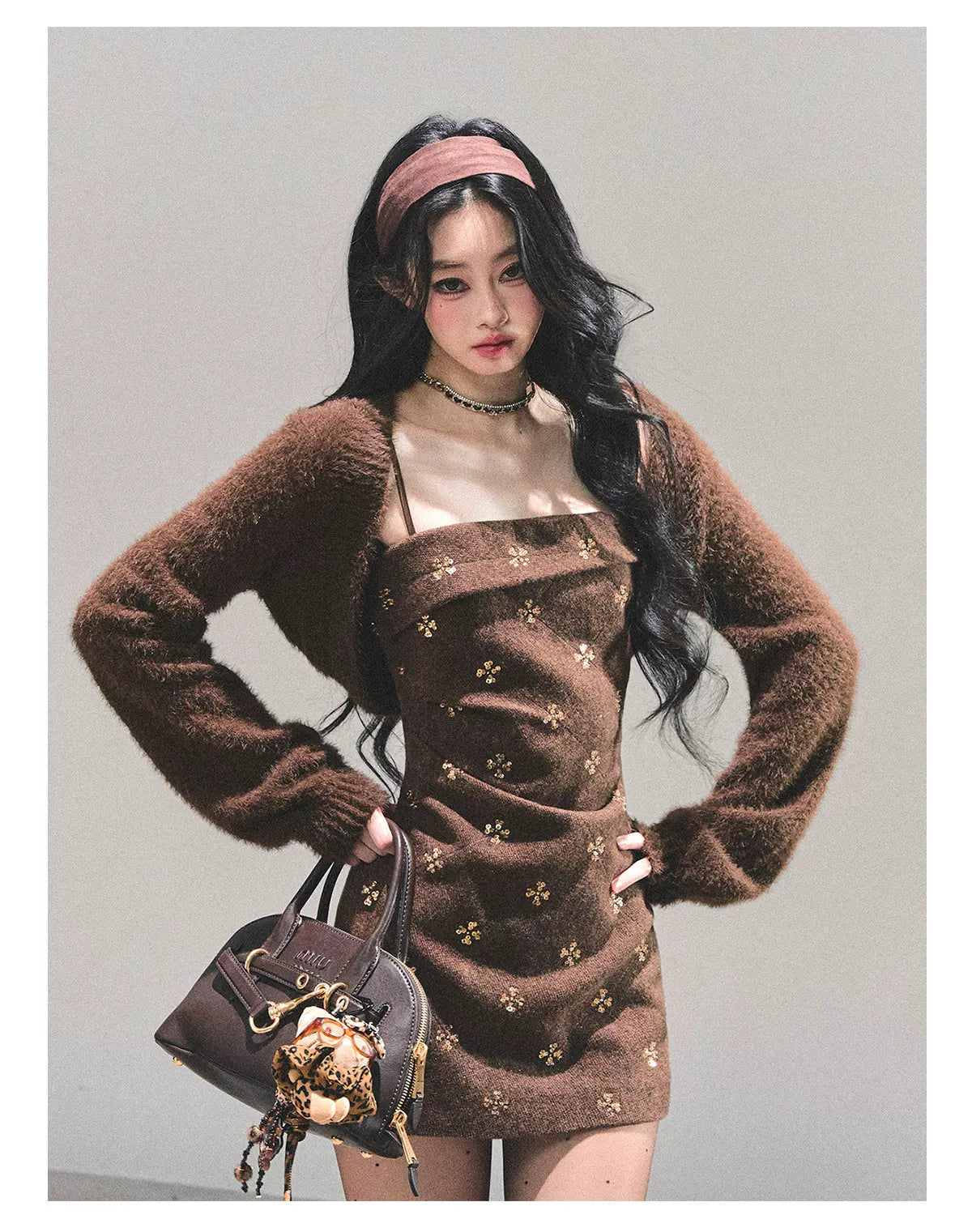 French Wool Strappy Bodycon Mini Dress