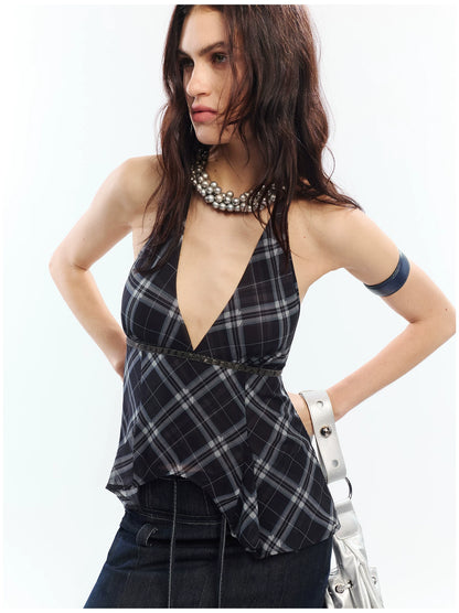 Vintage Embellished Halter Waist-Cinched Camisole
