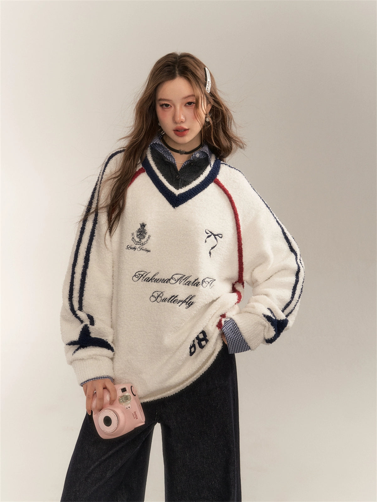 American Sports Bow Embroidered Sweater