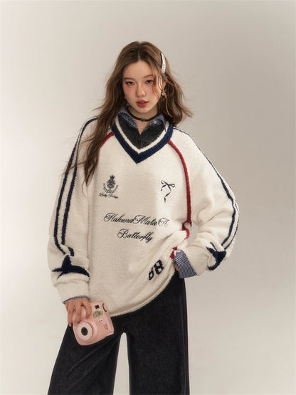 American Sports Bow Embroidered Sweater