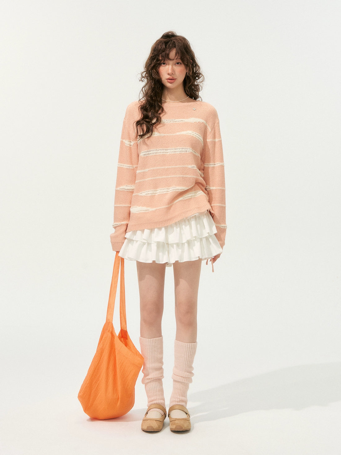 Color-Block Irregular Striped Soft Crewneck - CHINASQUAD