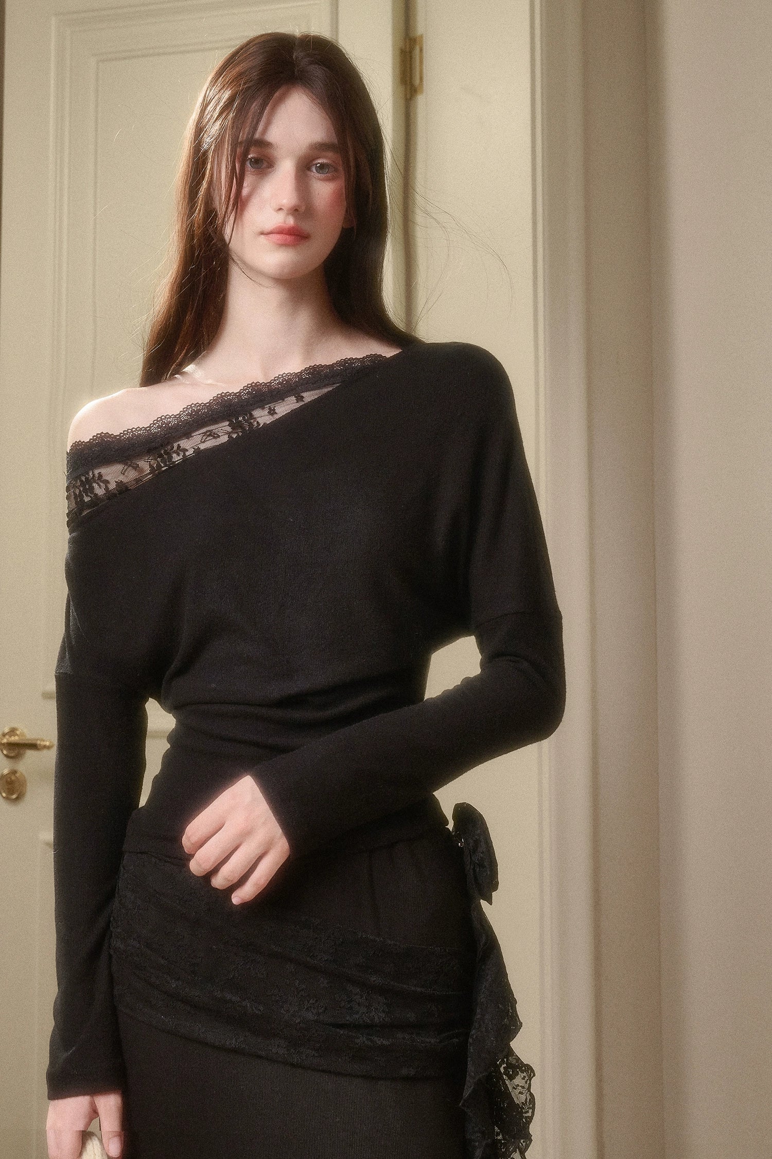 Breathe Lace Off-Shoulder Blouse &amp; Skirt Set