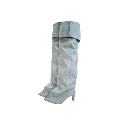 Slouch-Stiefel mit spitzer Zehenpartie