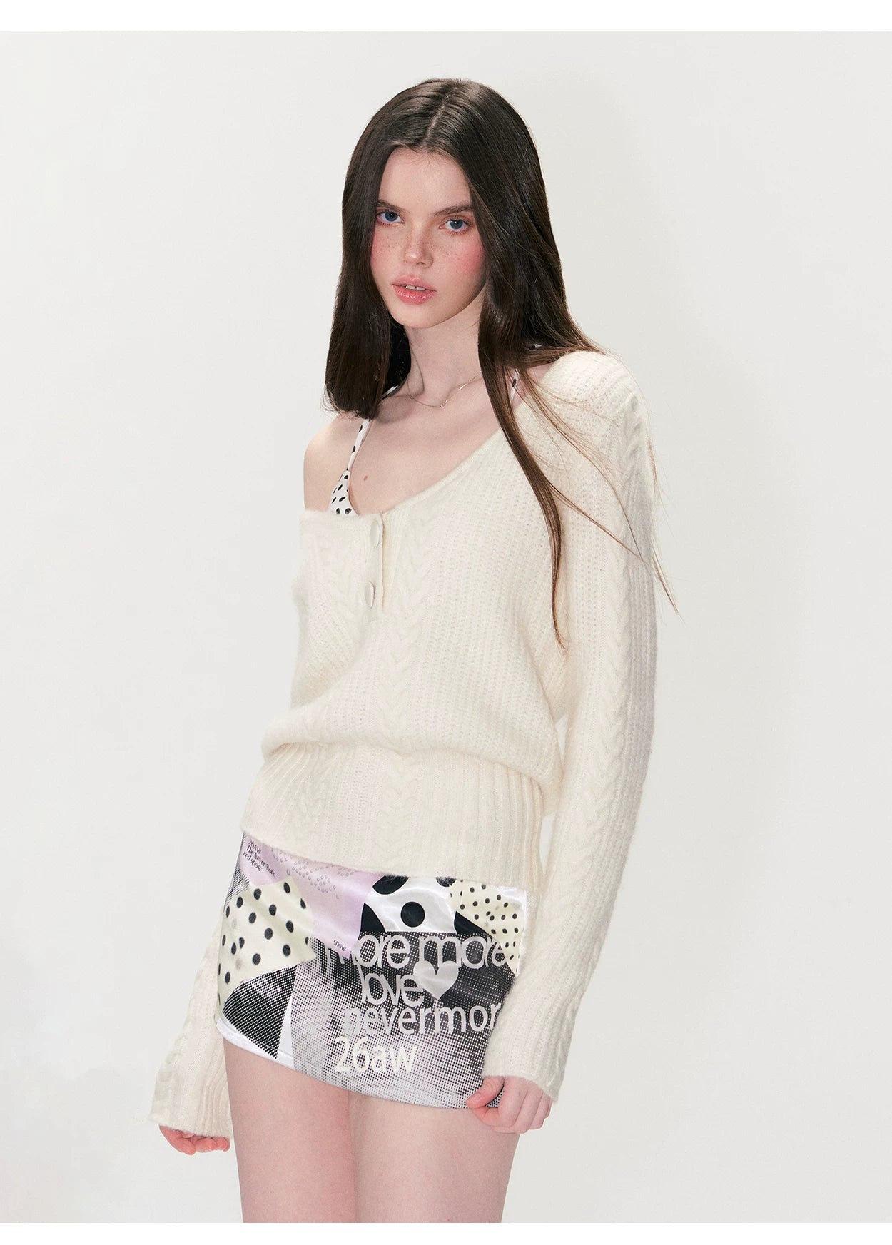 Vintage Cable-Knit V-Neck Sweater