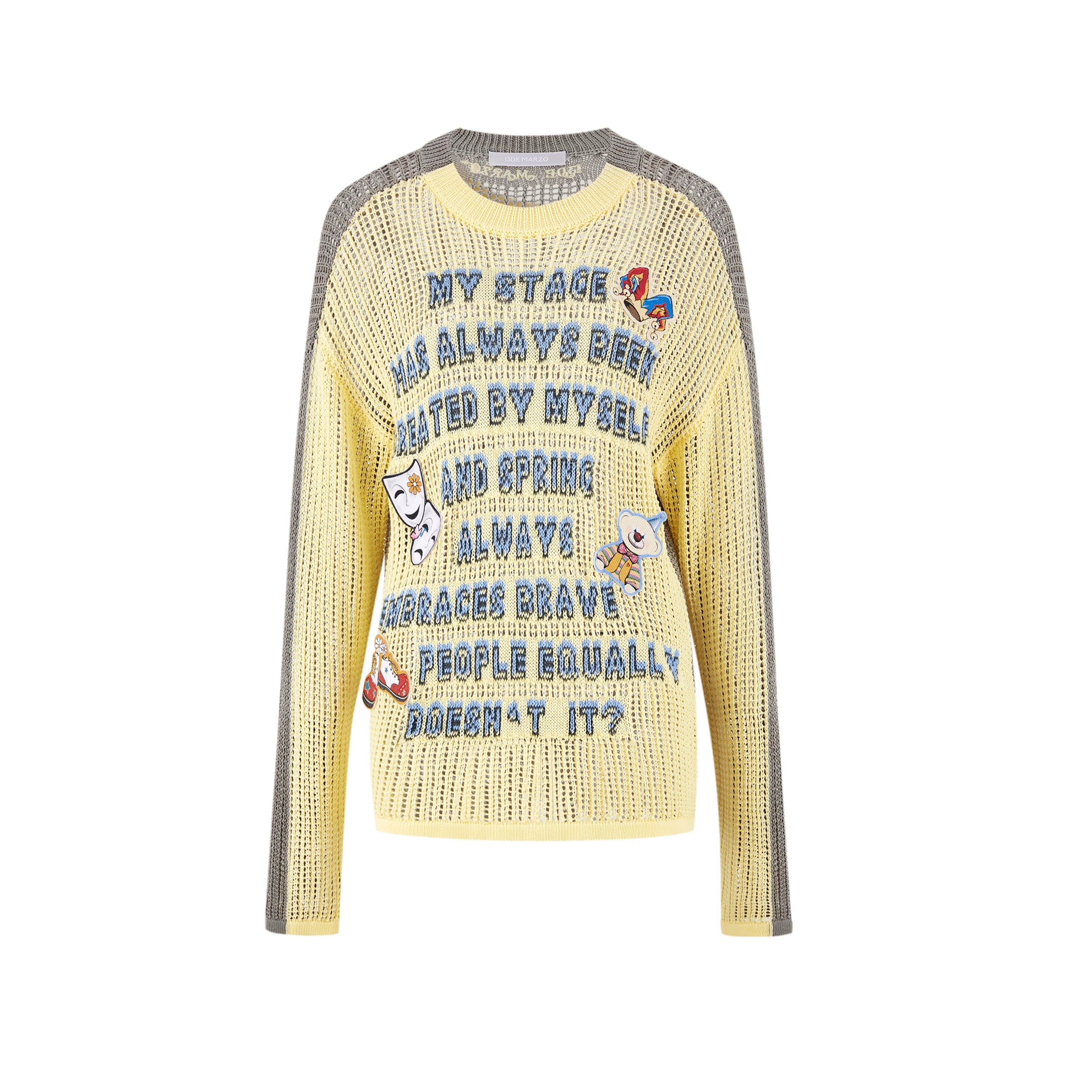 Cutout Contrast Knit Sweater