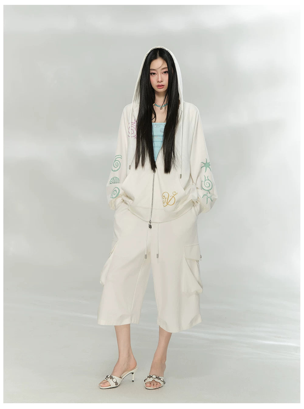 Waffle Knit Cargo Cropped Trousers