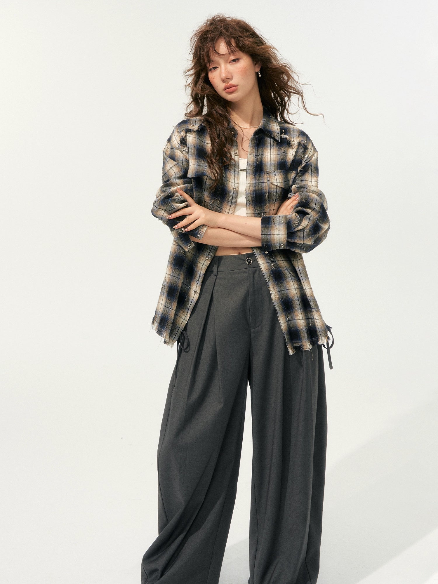 Retro Tassel Checkered Shirt - CHINASQUAD