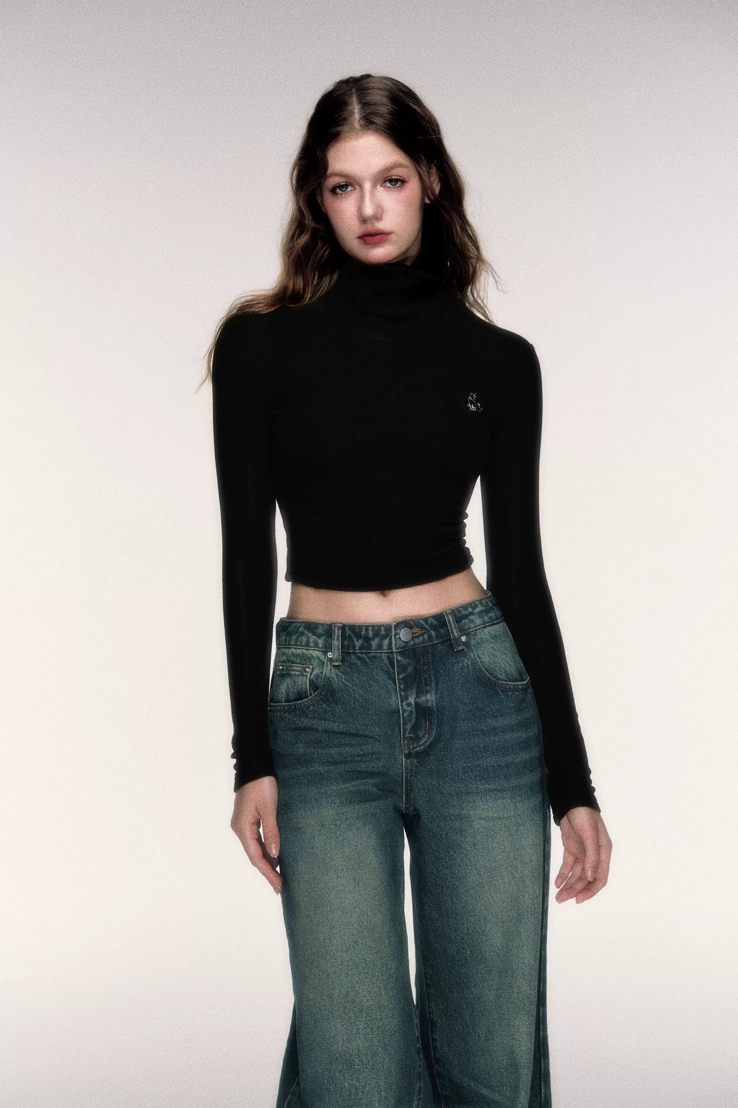 High-Neck Stretch Knit Base Layer