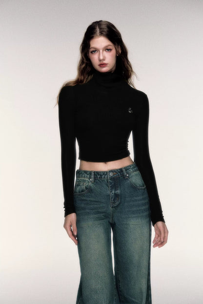 High-Neck Stretch Knit Base Layer
