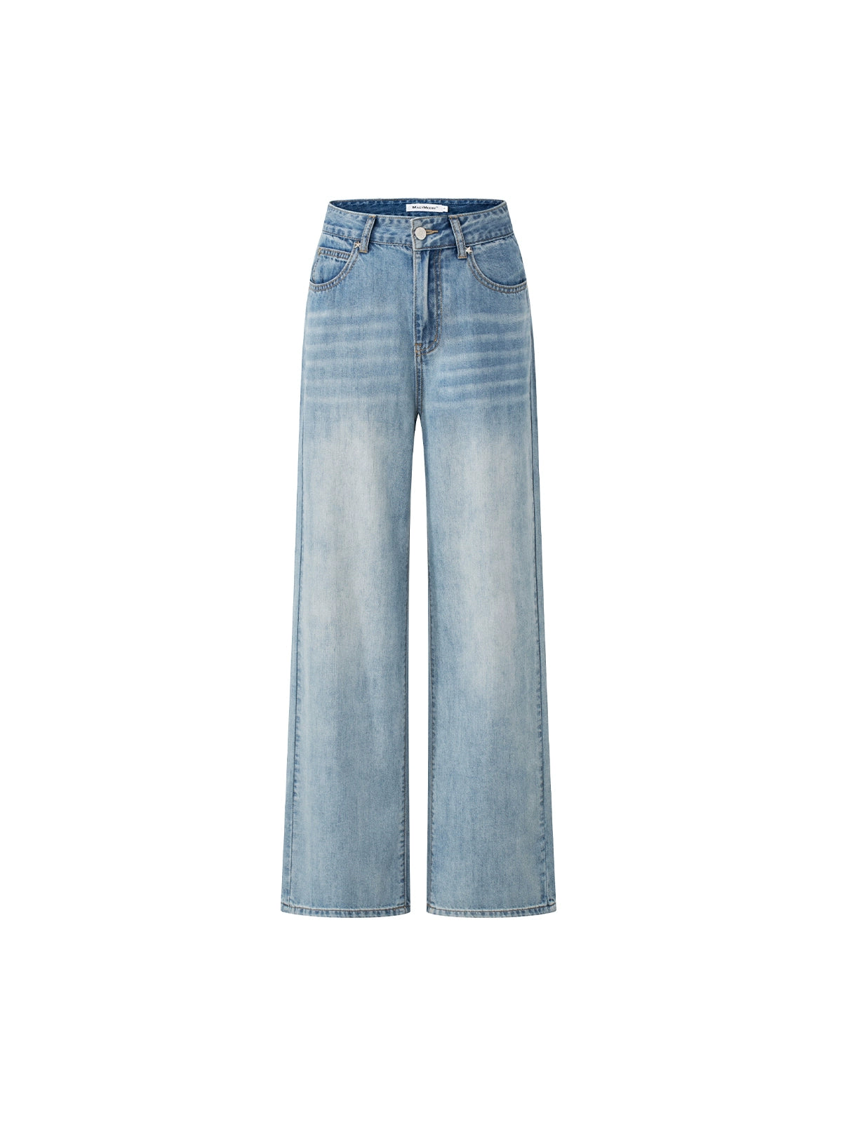 Blue Lyocell Tencel Jeans Wide-Leg Pants