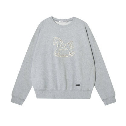 Embellished Animal Embroidery Cotton Sweatshirt - CHINASQUAD
