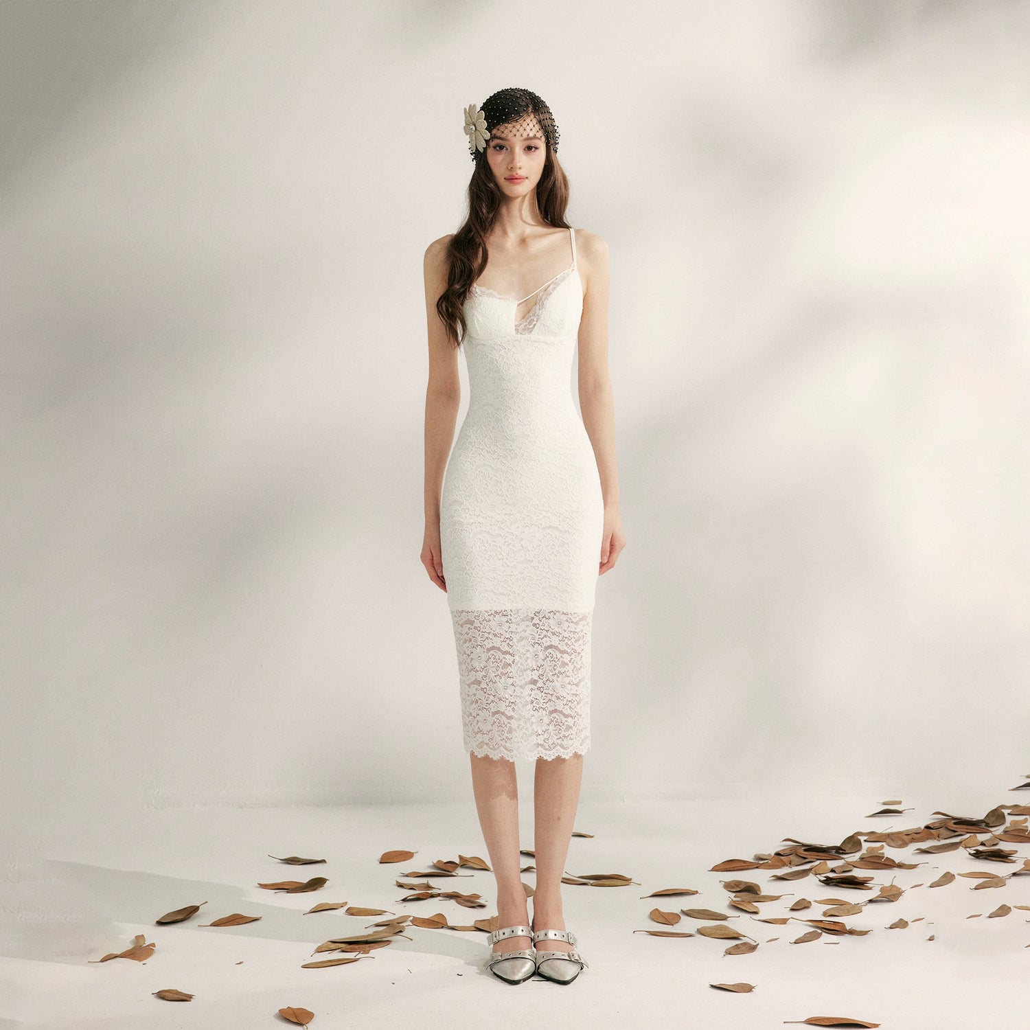 Embroidered Lace Fishtail Dress