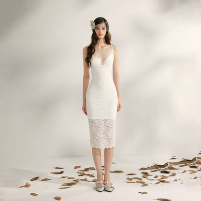 Embroidered Lace Fishtail Dress