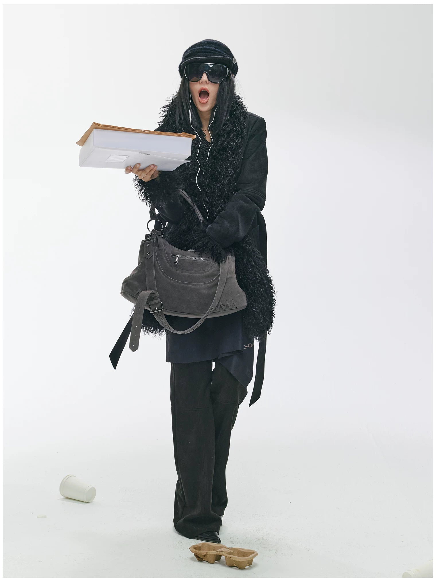 Shearling-Style Mid-Length Belted Duffle Coat