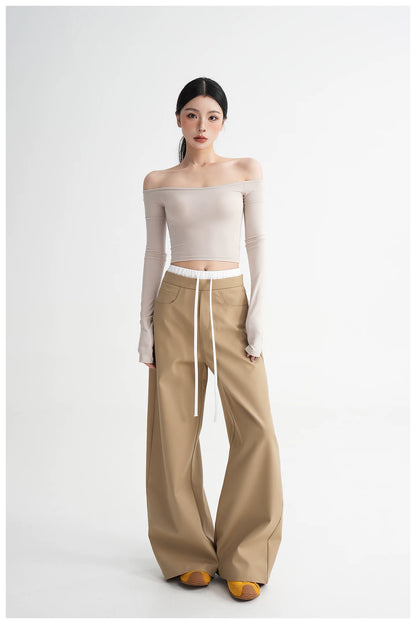 Panel Wide-Leg Floor-Length Trousers