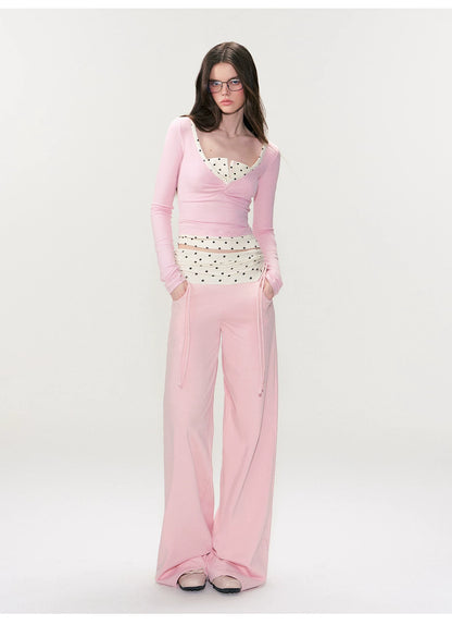 Drawstring Waist Straight-Leg Pants