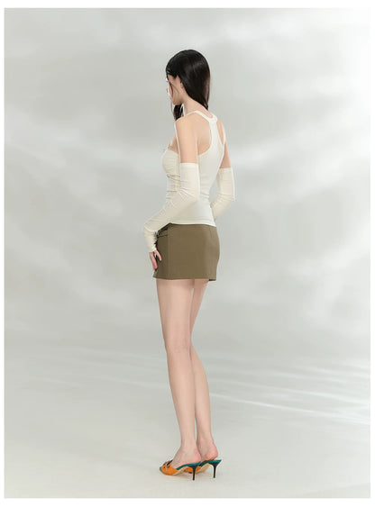 Detachable Mesh Panel Halter T-Shirt