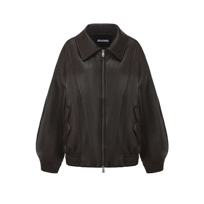 Layered Soft Leather Relaxed-Fit Jacket