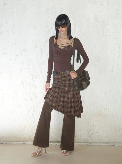 Scoop Neck Layered T-Shirt With Mesh Bra