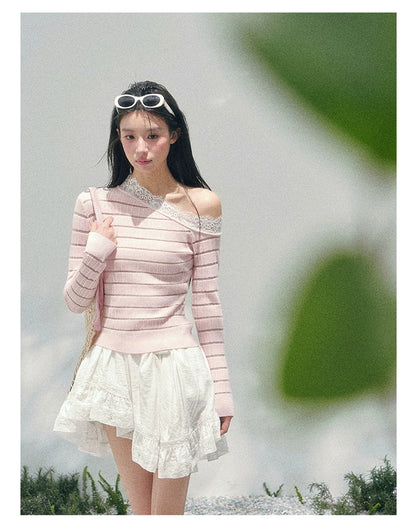 Moonlit Ripple Lace Mini Skirt