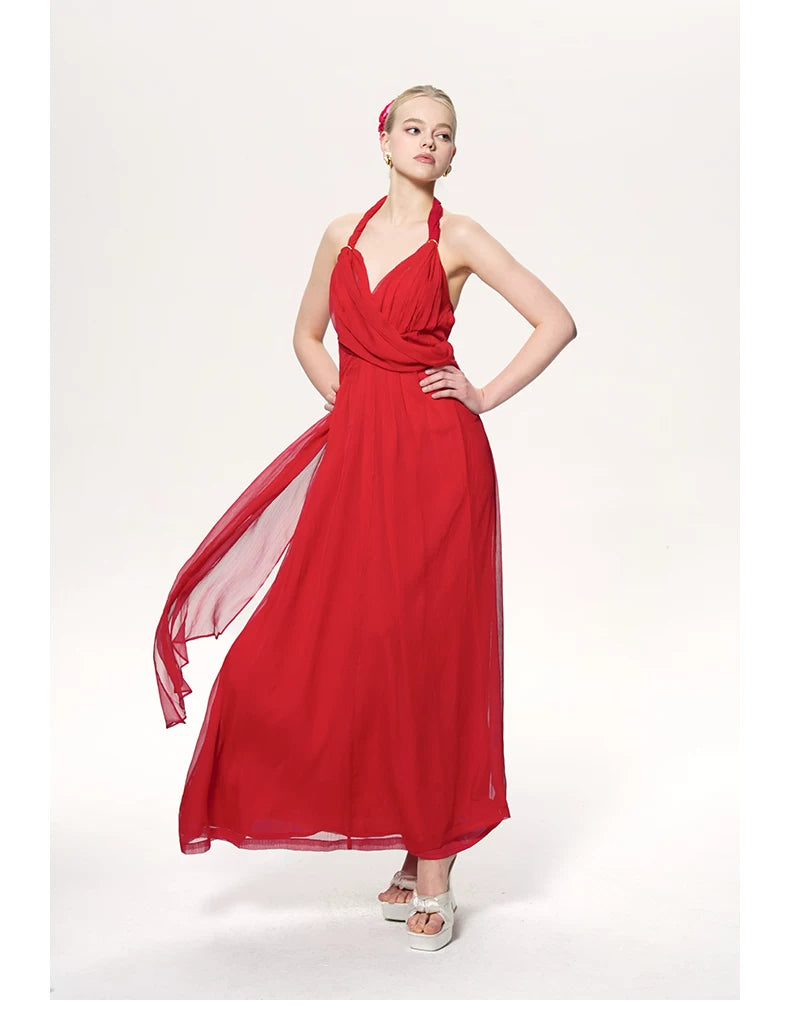 Halter Scarf-Tie Maxi Dress