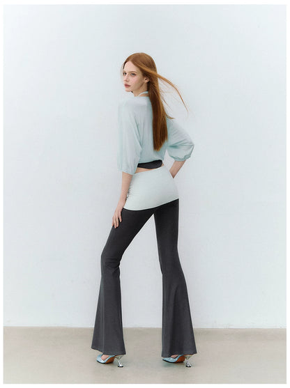 X-line Holiday Set: Cardigan, Rhinestone Vest, Flared Pants