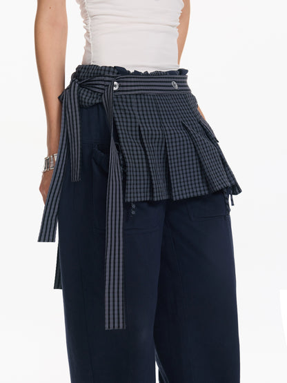 Plaid Overlay Tie Skirt