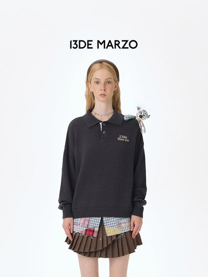 Plaid Bear Polo Sweater