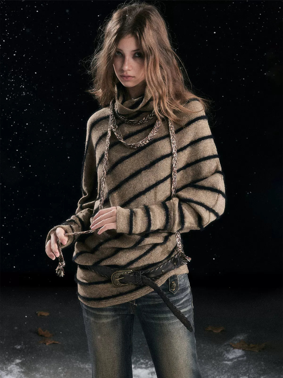 Diagonal Stripe Batwing Sweater
