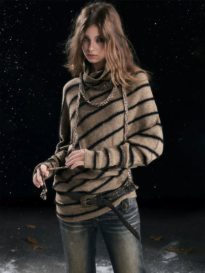 Diagonal Stripe Batwing Sweater