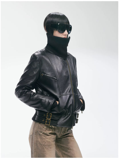 Heavy Punk Windproof Quilted Leather Jacket