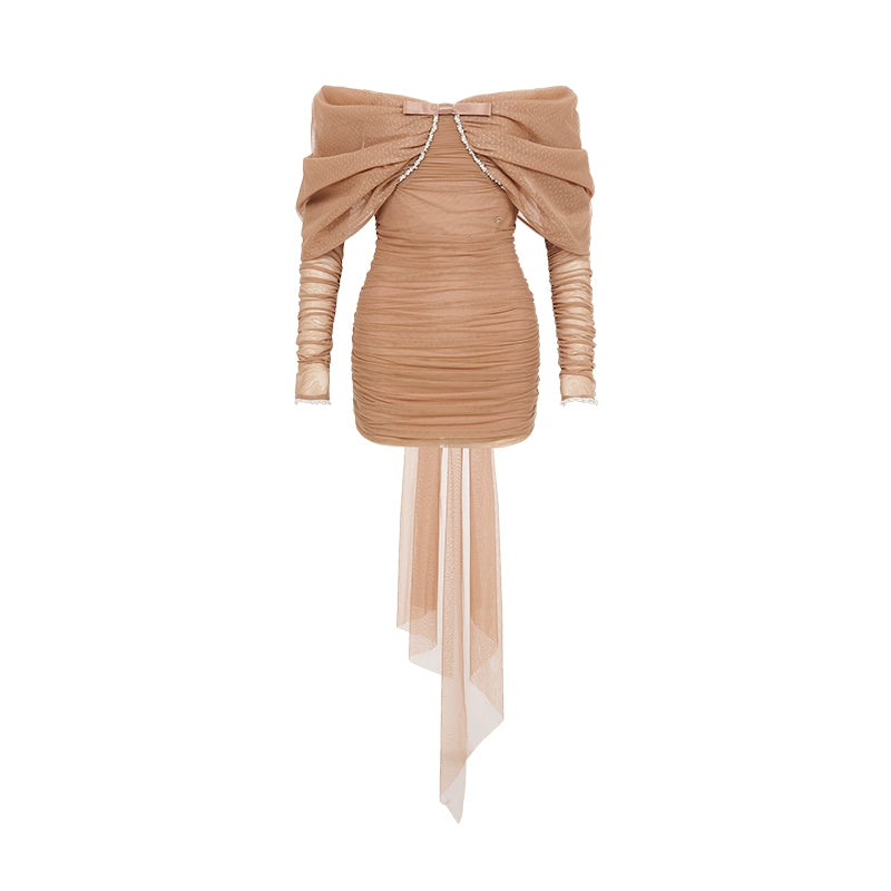 Reve Beaded Bow Strapless Mini Dress